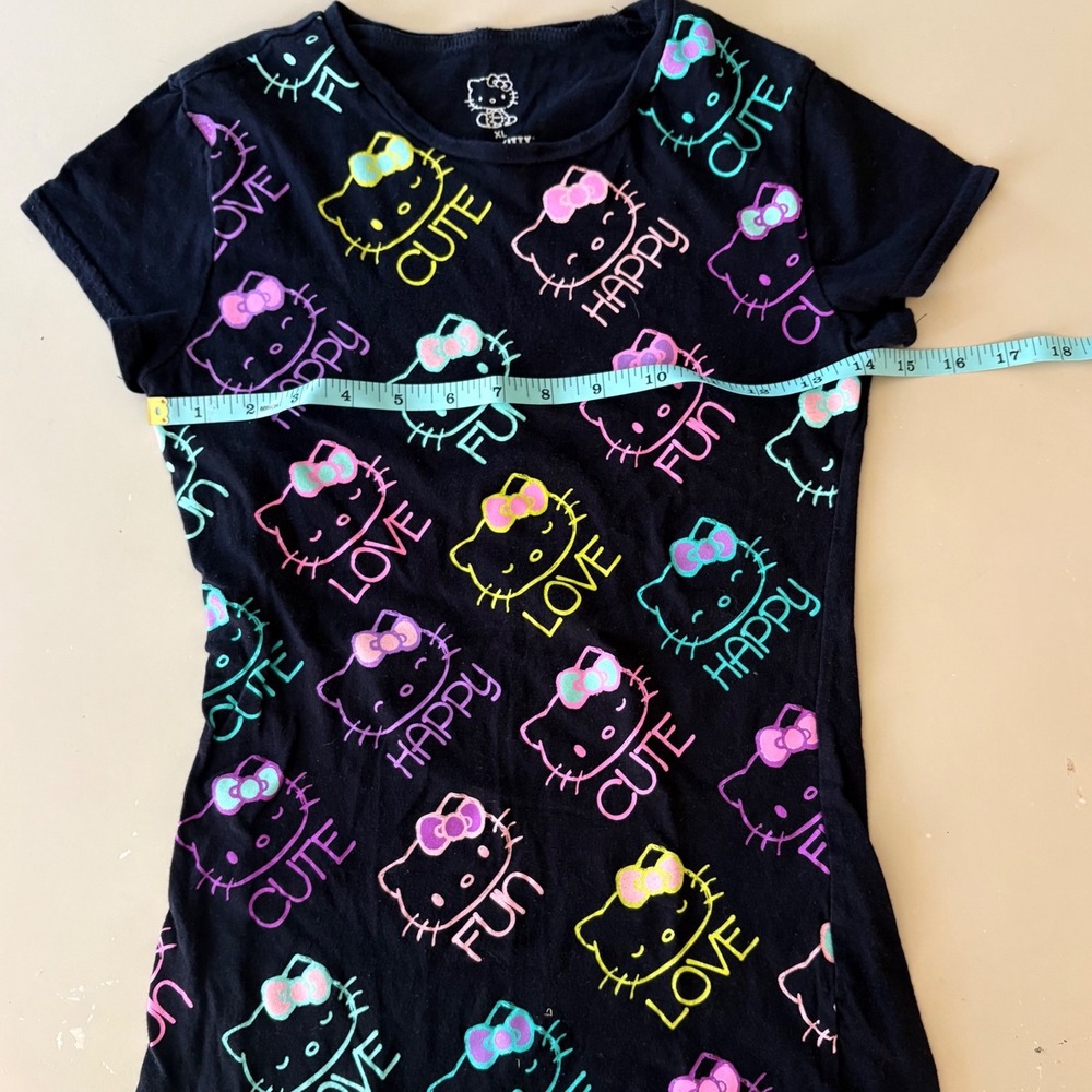 Y2K Hello Kitty Sanrio Neon Graphic T-Shirt Short Sleeve Baby Tee Scene #18 - Picture 4 of 5